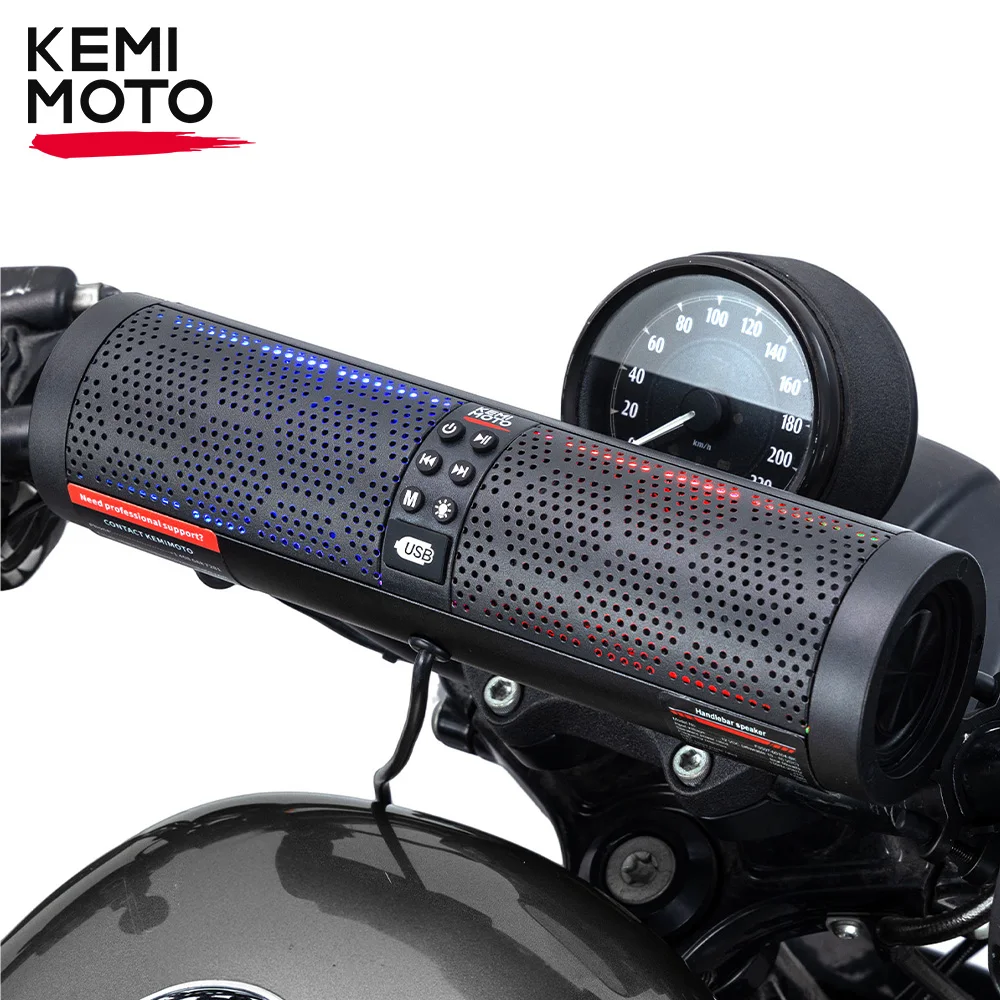 

Motorcycle Motobike Speaker USB Music Player Bluetooth LED Lighting Adjustable Mount Accessories Audio Outdoor Riding Cycling