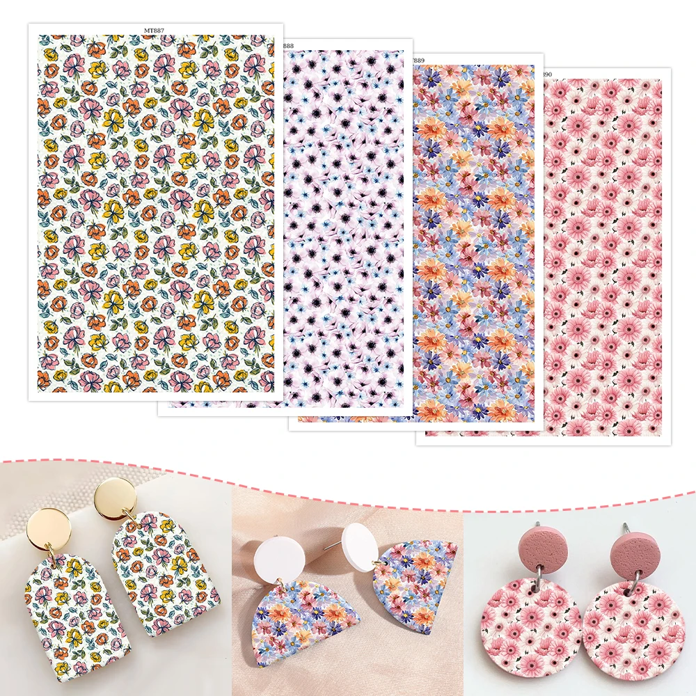 

Full of Lovely Flower Pink Sunflower Soft Ceramic Earrings Water Soluble Disposable Sticker for Diy Jewelry Making Decal