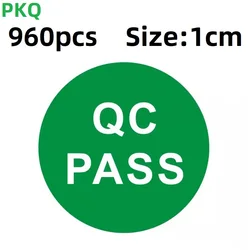 960pcs 1cm QC PASS Paper Label Qualtity Controla Sticker Green Factory Product Check Mark Manufacture Processing Inspection Tag