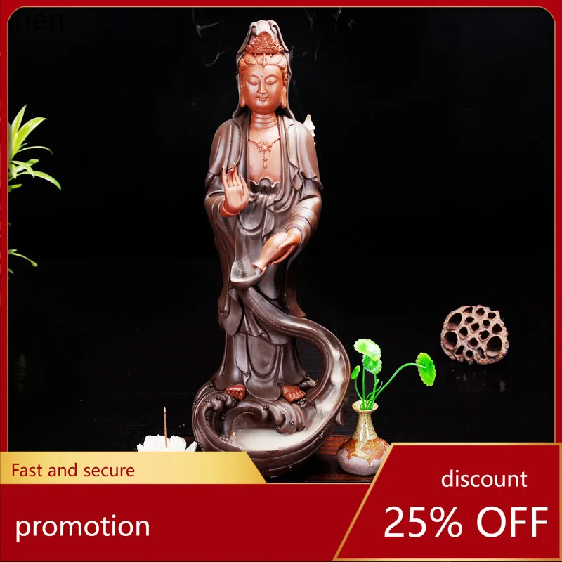 

Cz ceramic guanyin bodhisattva guanyin buddha statue wood ornaments living room worshiping the peaceful guanyin buddha statue