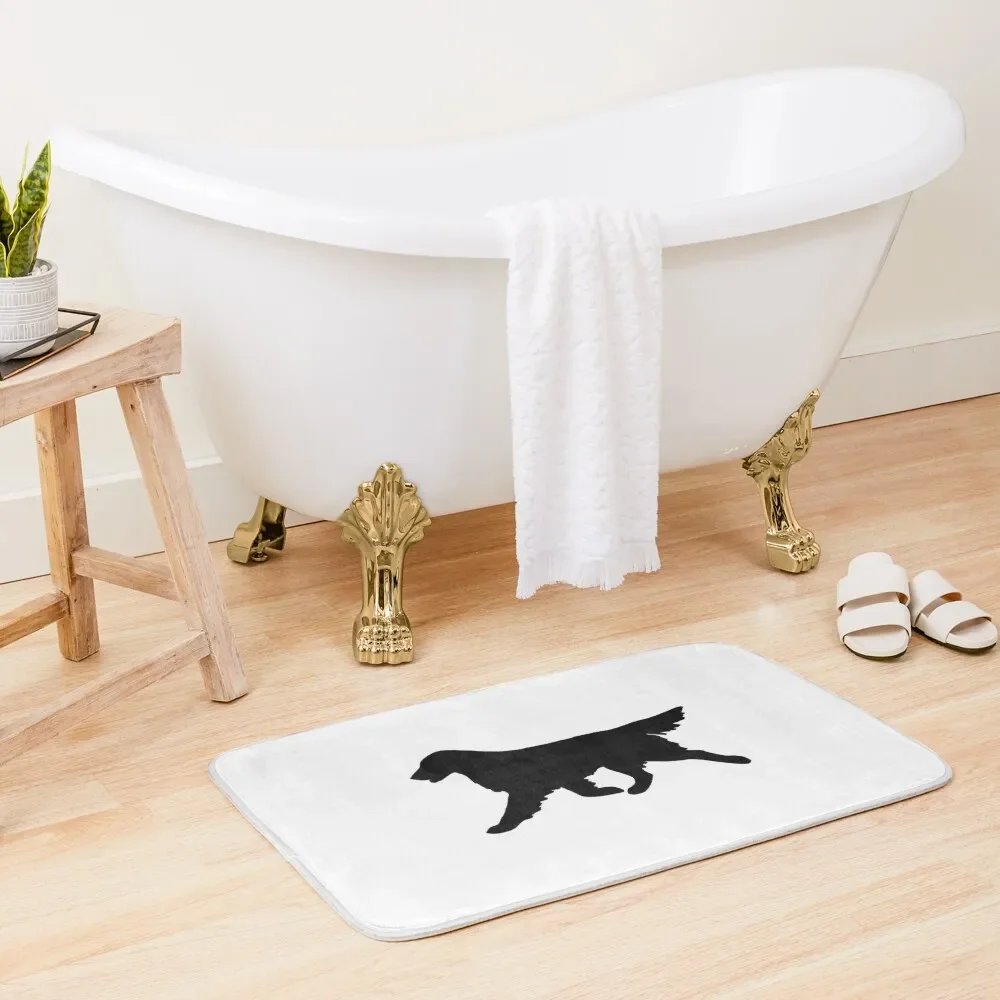 Flat-Coated Retriever Silhouette Bath Mat Floor Toilet Room Carpet Mat