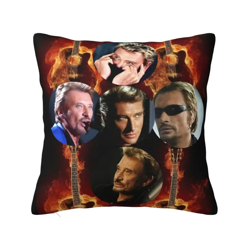 French Rock Legend Johnny Hallyday Throw Pillow Case Home Decor 3D Printing Sofa Chair Cushion Cover Polyester Cozy Pillowslip