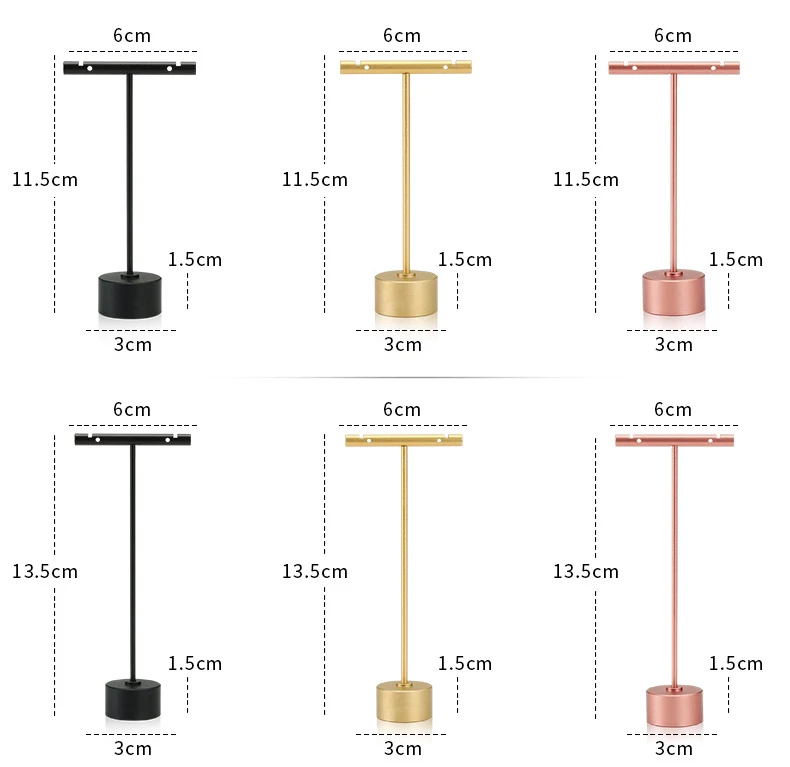 Modern Jewelry Earrings Display Stand Holder T Bar Rack Tower Metal Earring Bracket Organizer Ear Studs Hanging Storage Shelf