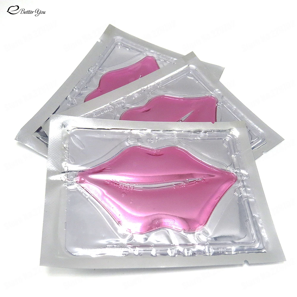 Mascarilla de labios antiarrugas, máscara de labios de cristal de colágeno de humedad, Parche en blanco, embalaje neutro, color rosa, vino tinto, 1 ud.