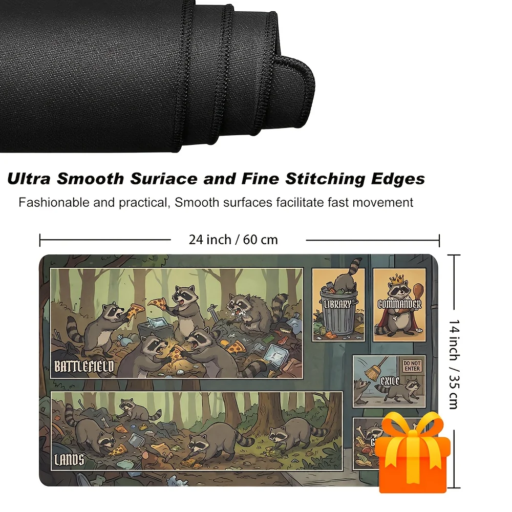 Trash Panda Racoon Playmat Magic party Game Mat Durable Rubber for TCG Games Mouse Pad Offices Desk Mats PC accessory