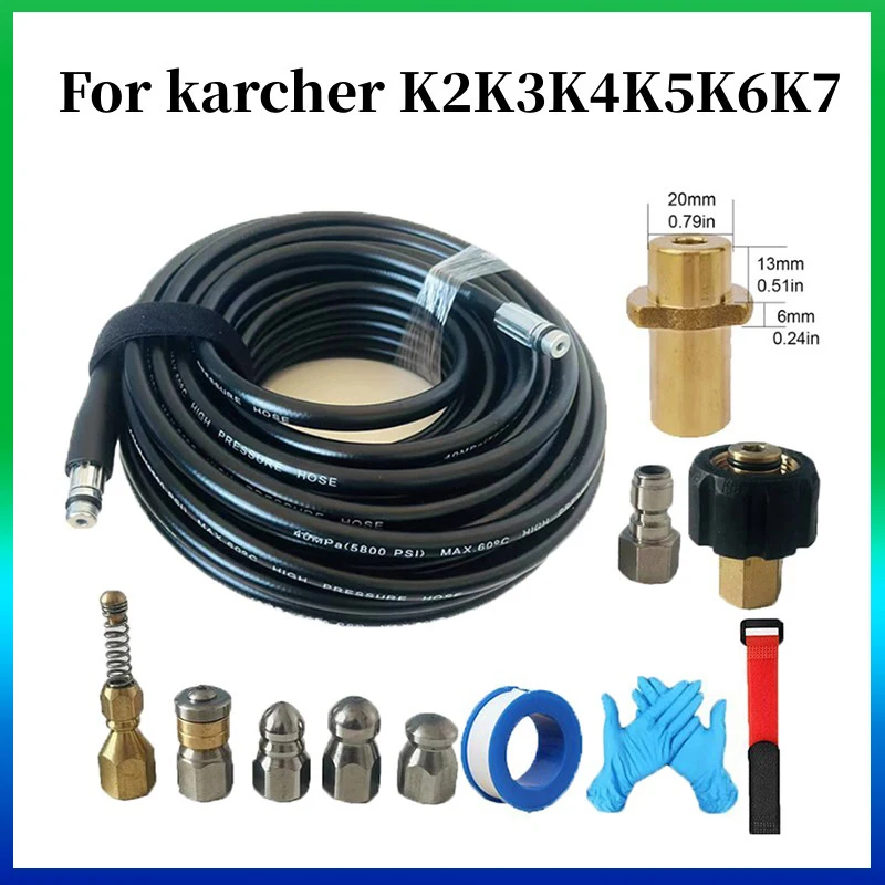 

High Pressure Jet Washer Sewer Hose Cleaning Kit High Pressure Drainage Water Pipe Cleaner Sewer Drain Water Cleaning Hose