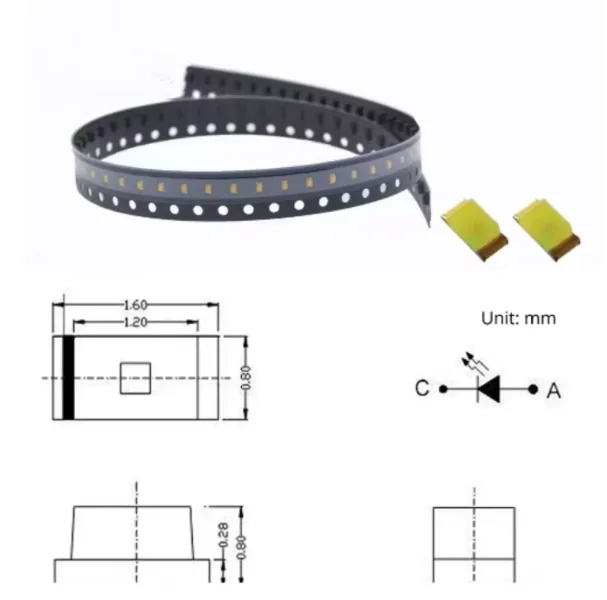0402 0603 0805 1206 SMD LED Chips, Indicator LEDs, Red/Green/Yellow/Blue/White/Orange/Purple SMD Light Emitting Diodes