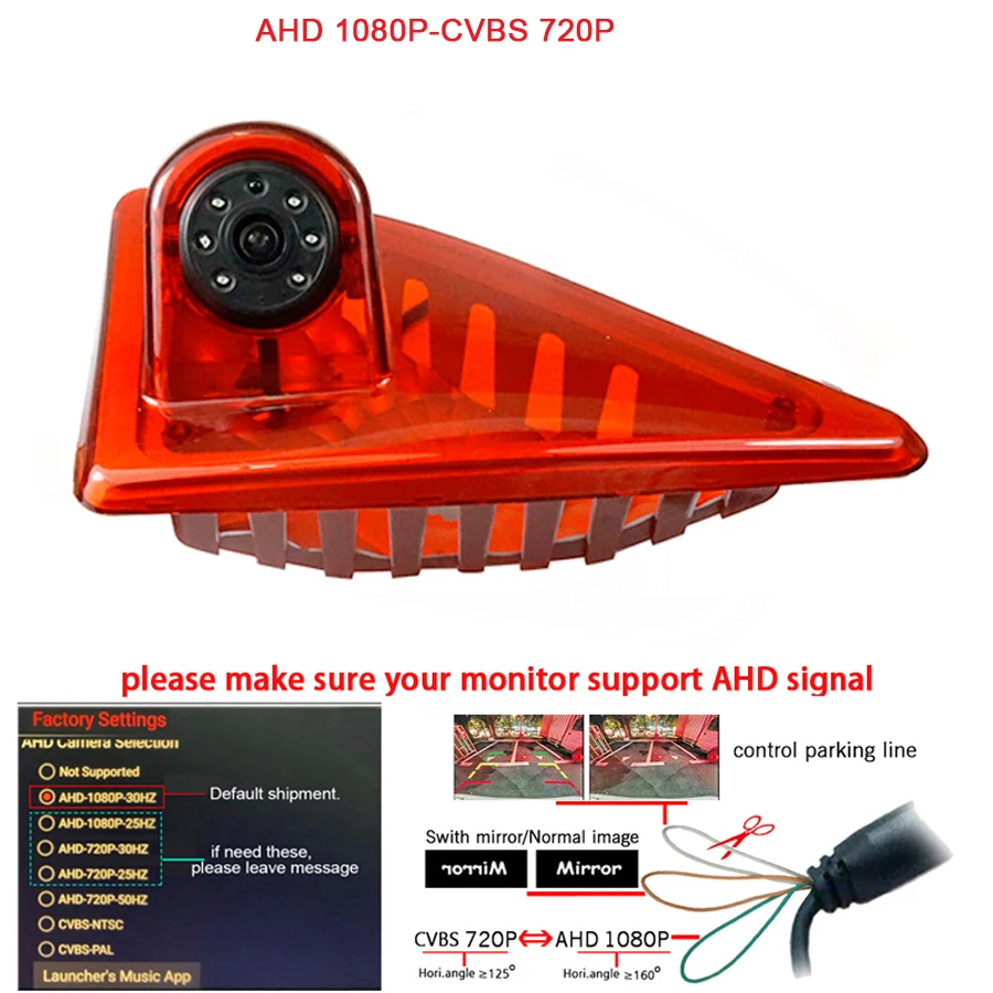 

1920*1080P AHD car Brake Light reverse Rear view camera For Renault Master Nissan NV400 Opel Movano Vauxhall Movano IR light