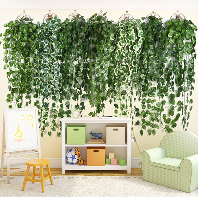 Mur de Plantes Vertes Artificielles, 90cm, Lierre, Cuir oral elu, Pothos, Bégonie, Vigne, Maison, Jardin, Décoration de ixde Mariage