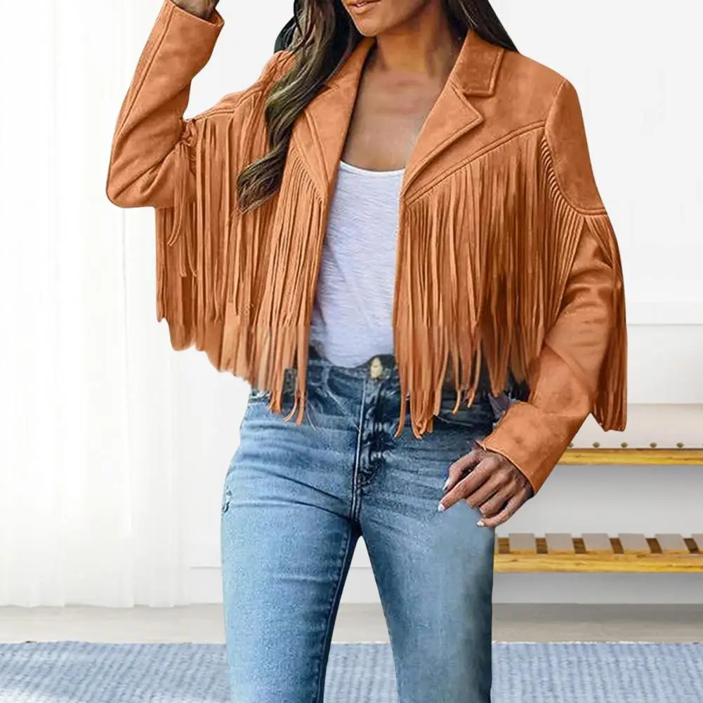 

Women Fashion Jackets Long Sleeve Lapel Coat Autumn Outerwear Streetwear Vintage Solid Color Short Jacket Women