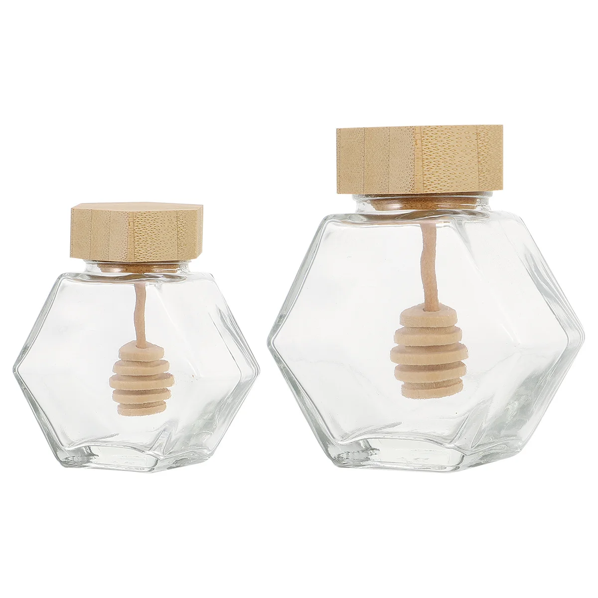 

2Pcs Clear Honey Pot Glass Honey Jar Sealing Storage Container Wooden Lid Transparent Jars Clear Jars Sealed Jar