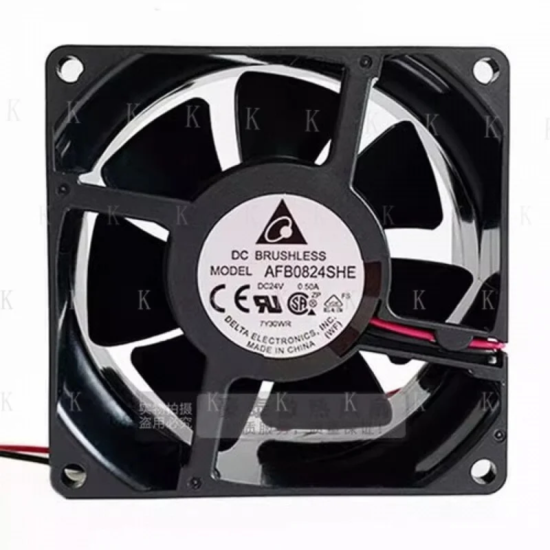 

C Delta AFB0824SHE 8038 24V 0.50A 8CM 2-Wire Dual Ball Inverter Fan