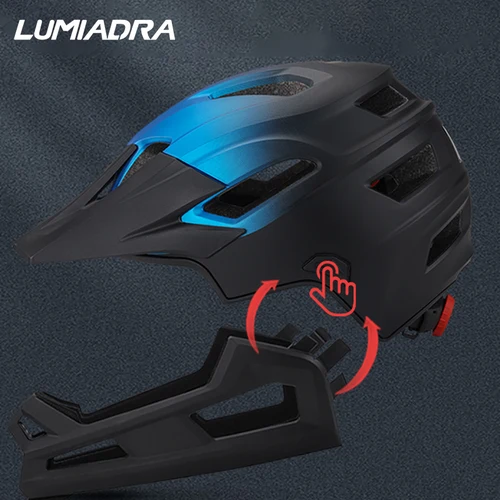 Imagen 2 del producto Casco de bicicleta de cara completa desmontable para adultos, protector de barbilla transpirable, casco de bicicleta, equipo de seguridad para ciclismo de montaña y carretera