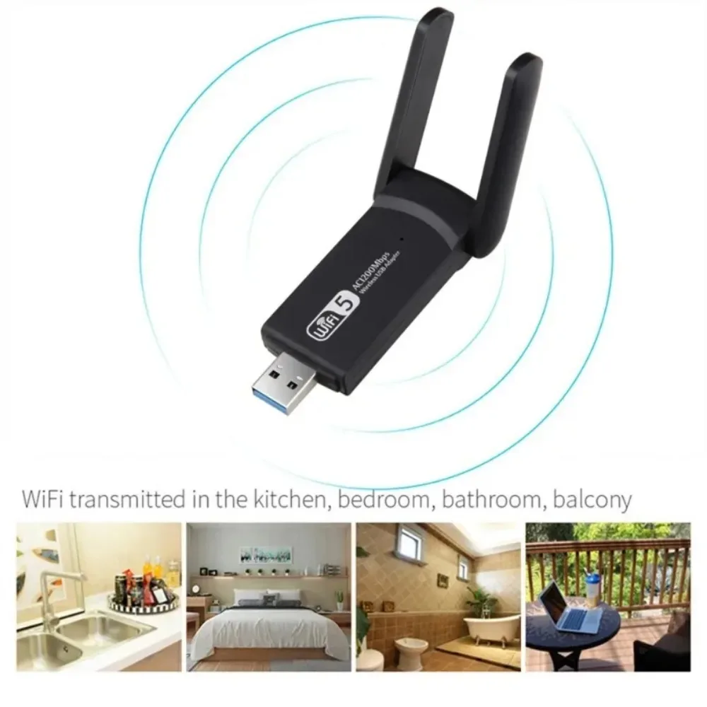 BGGQGG 2.4G 5G 1200Mbps USB 무선 네트워크 카드 동글 안테나 AP 와이파이 어댑터, 듀얼 밴드 와이파이 USB 3.0 랜 이더넷 1200M