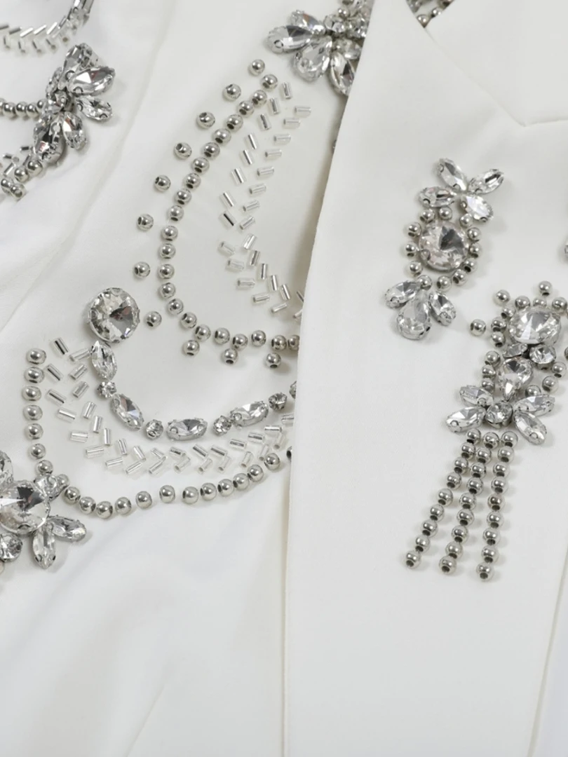 Women's 2025 Spring New Diamond Slim Fit  Tailored Coats Waist-tight Fashion Suit Jackets Long Sleeve Solid Color Suit Jacket