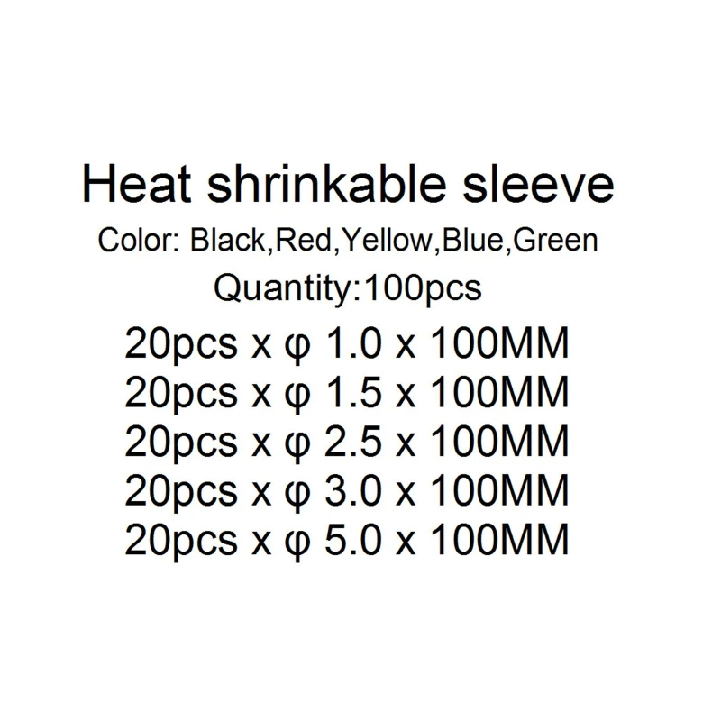 652f 100 PCS Isolation électrique THACK TUBE TUBE TUBE D'ASSORTATION DU MATER