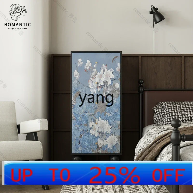 

LCX retro flower porch cabinet solid wood storage cabinet bedroom bedside storage chest