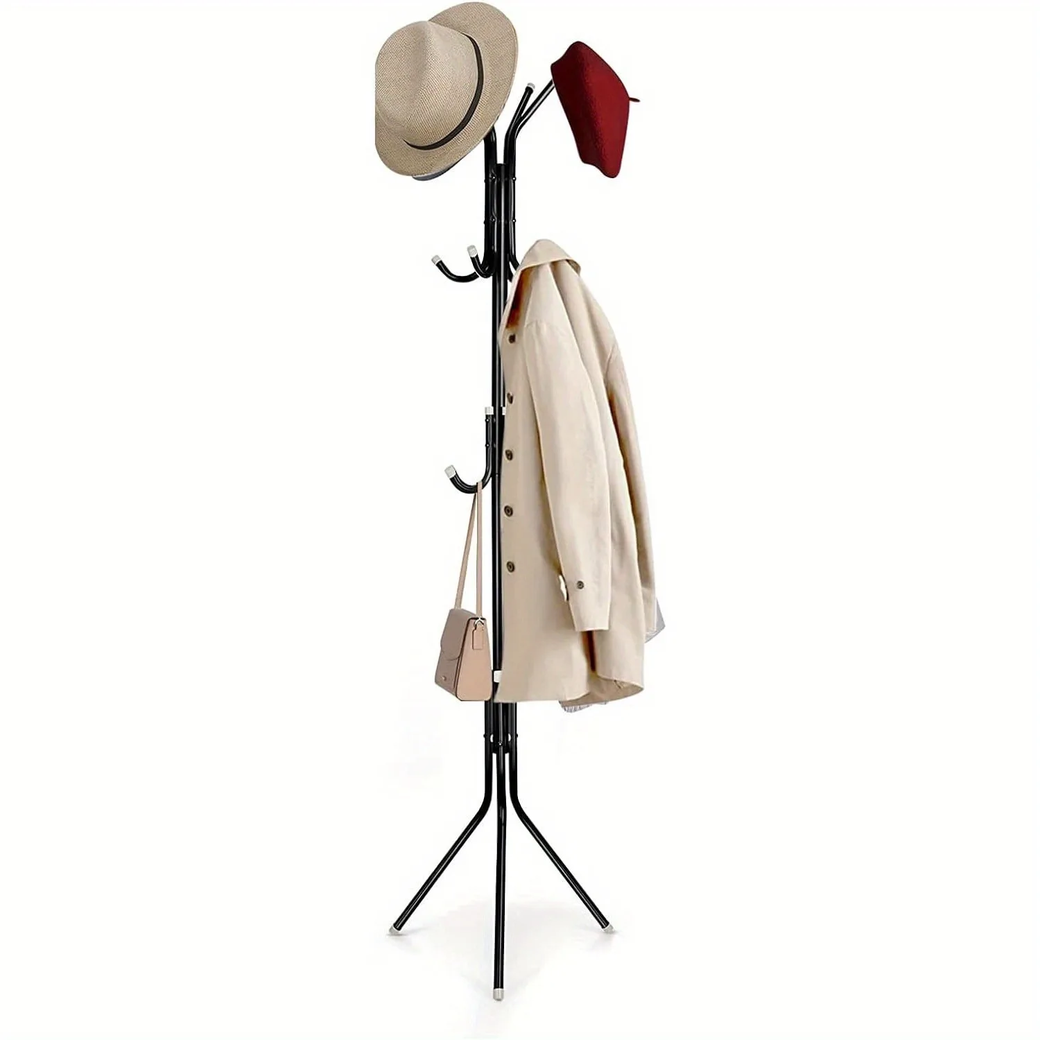 Coat rack floor-standing metal hanger 12 hooks hanger 3-layer free-standing rack for hats, handbags, jackets, umbrellas, storage