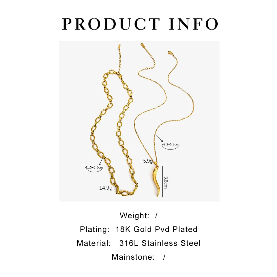 Peri\'sbox Stainless Steel 18K Pvd Gold Plated Anti-Tarnish Stackable Jewelry Statement Trendy Pepper Pendant Necklace for Women