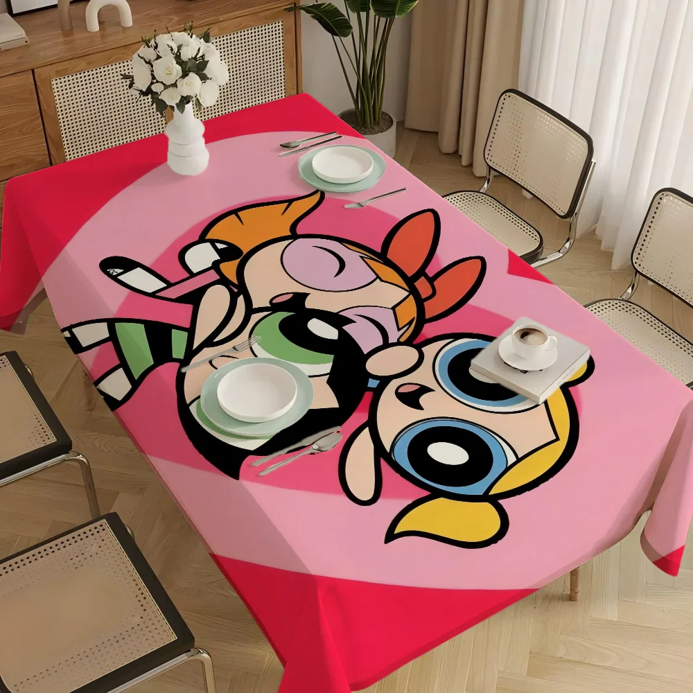 غطاء طاولة للفتيات من T-The Powerpuff غطاء طاولة لأعياد الميلاد ومستلزمات الحفلات وأدوات المائدة والحفلات