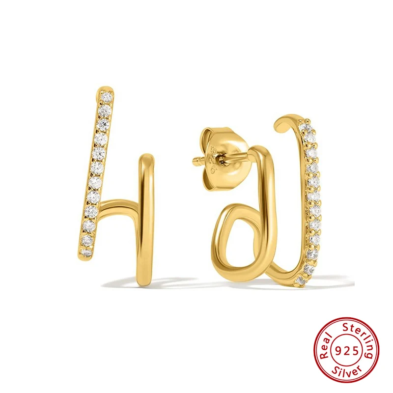 

Earrings 925 Sterling Silver Original Certified Asymmetric Double layer Earrings for Women Luxury Jewelry Factory Direct Sales