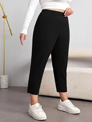 Jesienne i zimowe nowe damskie plus size dzianiny casualowe modele z rozcięciem proste spodnie