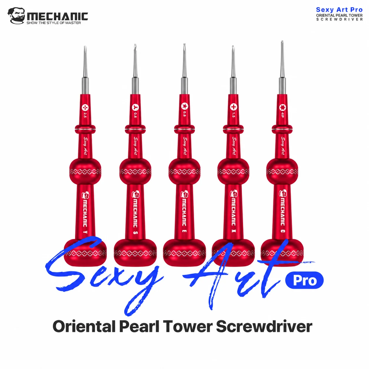 MECHANIC Oriental Pearl Tower 5PCS Precision Screwdriver Set S2 Steel Magnetic for iPhone Phone Laptop Watch Electronics Repair