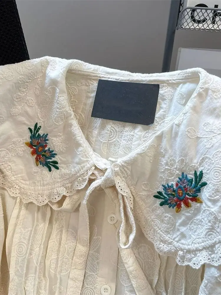 Losse Kanten Kraag irt voor plus Size Vrouwen Lente Herfst Knoop Tie Drapey Bovenkleding Meisje Sle Button ort Sve