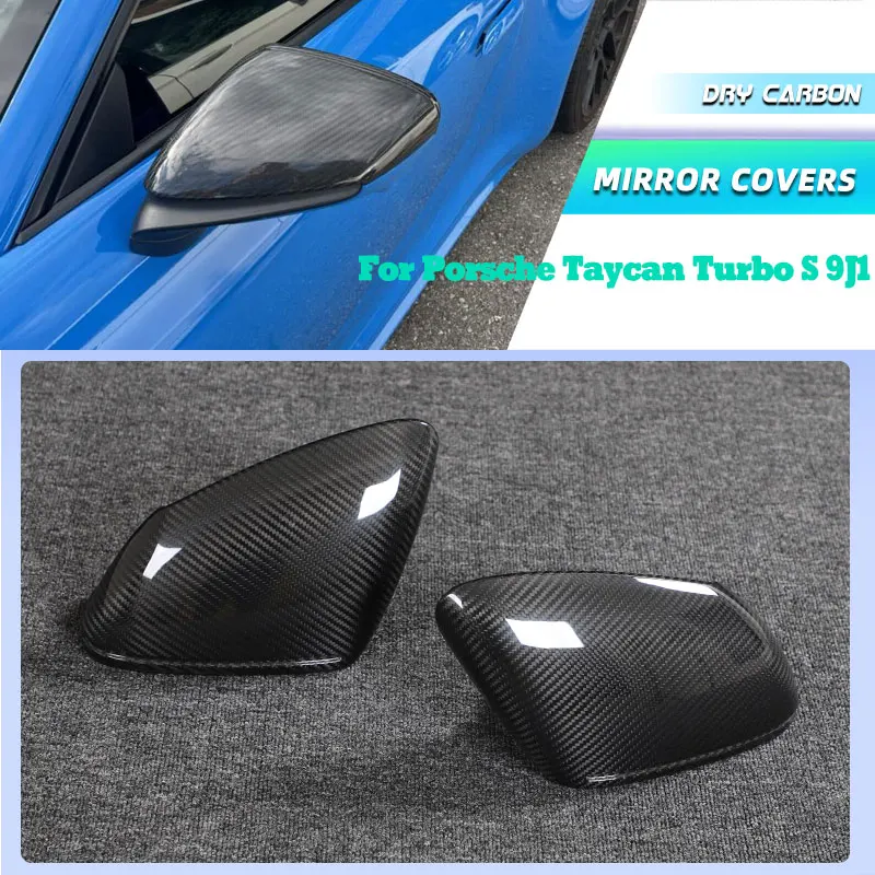 

LHD Prepreg Dry Carbon Car Rear View Mirror Covers Caps for Porsche Taycan Turbo S 9J1 2019-2024 Side Mirror Caps Shell Body Kit