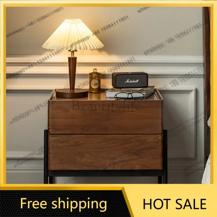 Hot black walnut bedside table simple storage light luxury drawer cabinet