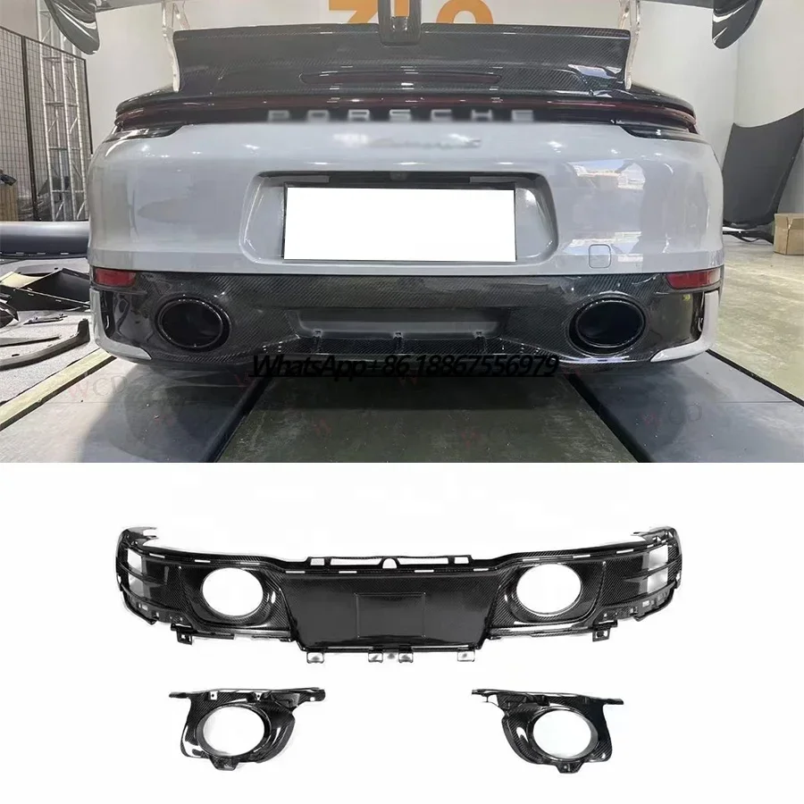 

OEM Design Dry Carbon Fiber Rear Diffuser For Porsche 992 911 2019+ Carrera Rear Bumper Lip Spoiler Car Bodykit