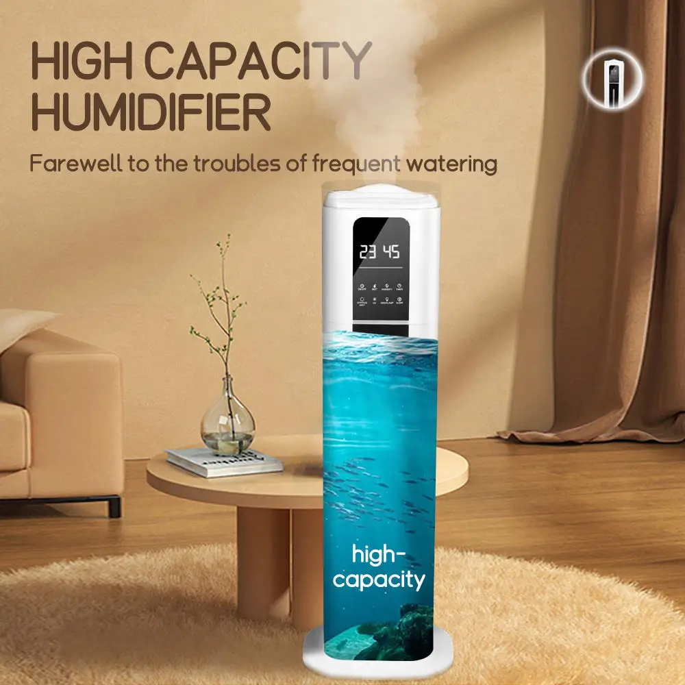 منقي الهواء ومرطب الهواء سعة 9 لتر - نظام قائم على الأرض صامت ذكي (فلتر HEPA+H13، مخرج رذاذ 500 مل/ساعة، تحكم WiFi)