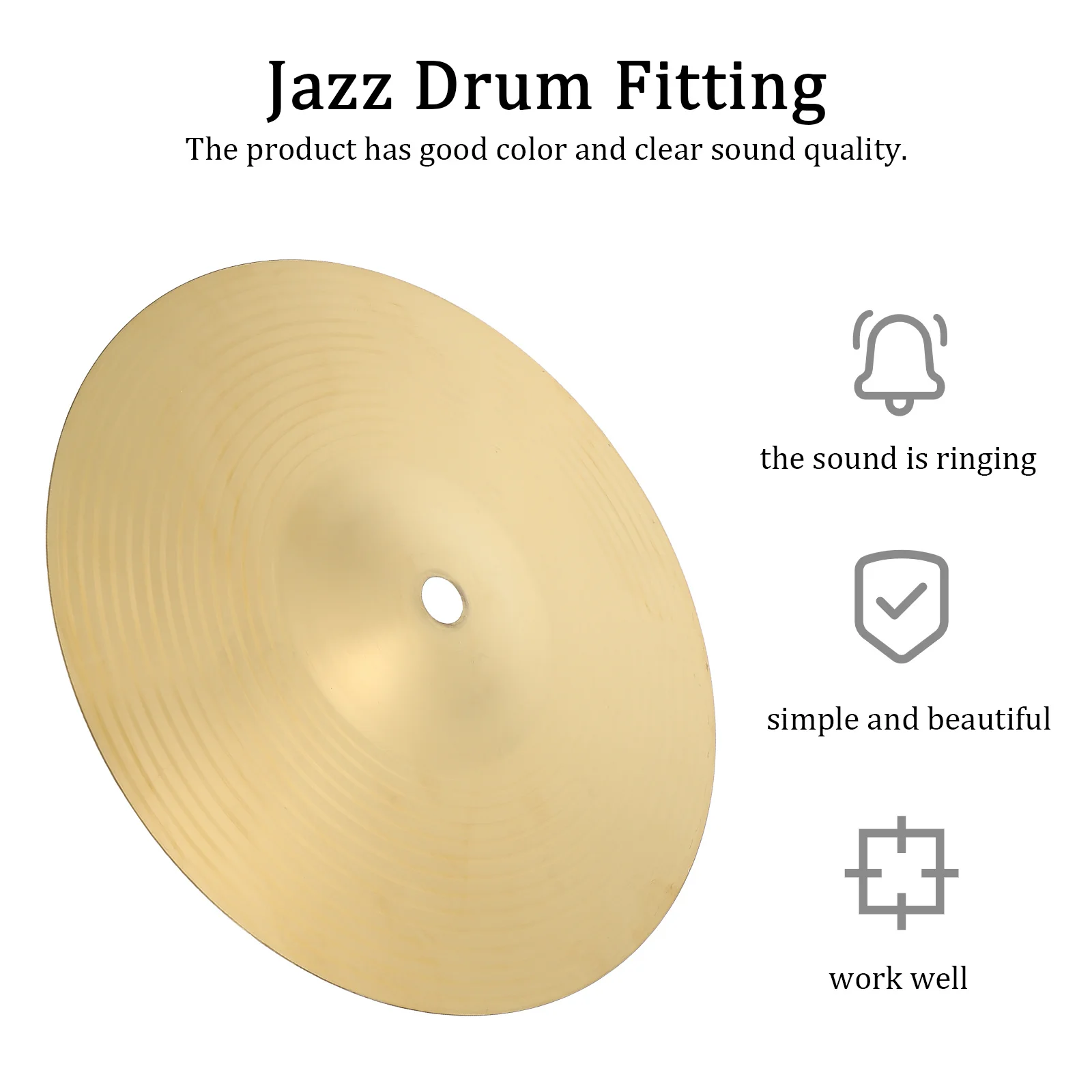 

Brass Cymbal Piece Durable Drum Set Accessory Replacement Part for Jazz Drum Percussion Cymbal Kit Percussion Accessory