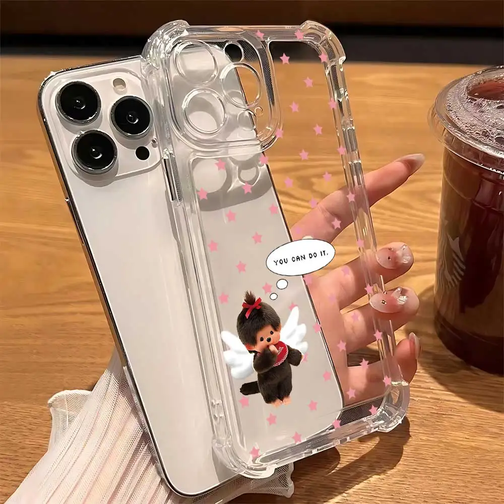 Ins Niedliche M-Monchhichis Handyhülle für Samsung Galaxy S26 S25 S24 S23 S22 S21 S20 Edge FE Ultra Plus 4G 5G Sturzsichere Transparente TPU-Hülle – Detail 3