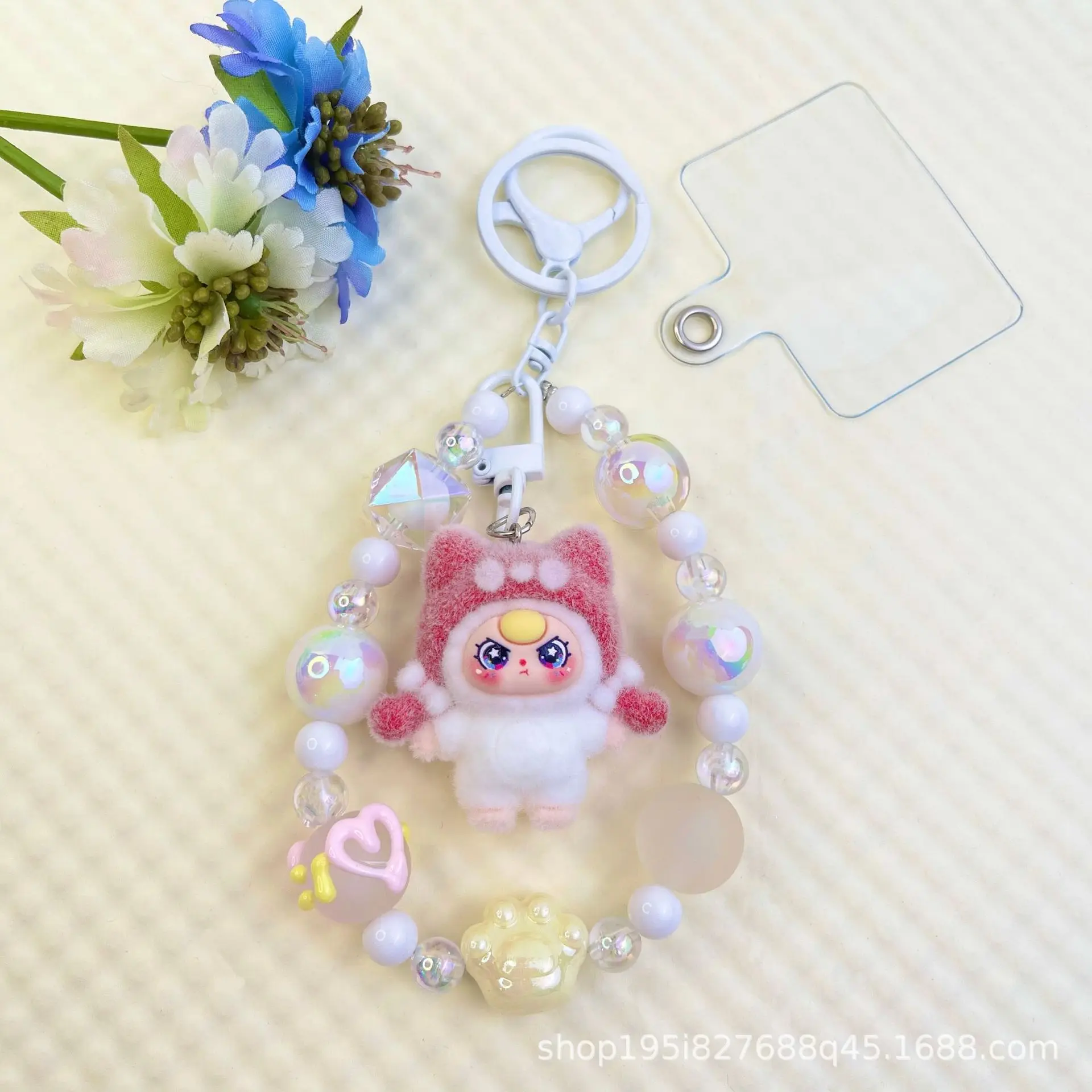 1PCSCreative الكرتون قبعة فتاة سلسلة هواتف محمولة مطرز حقيبة سلسلة المفاتيح ألعاب من نسيج مخملي ملحق سلسلة المفاتيح