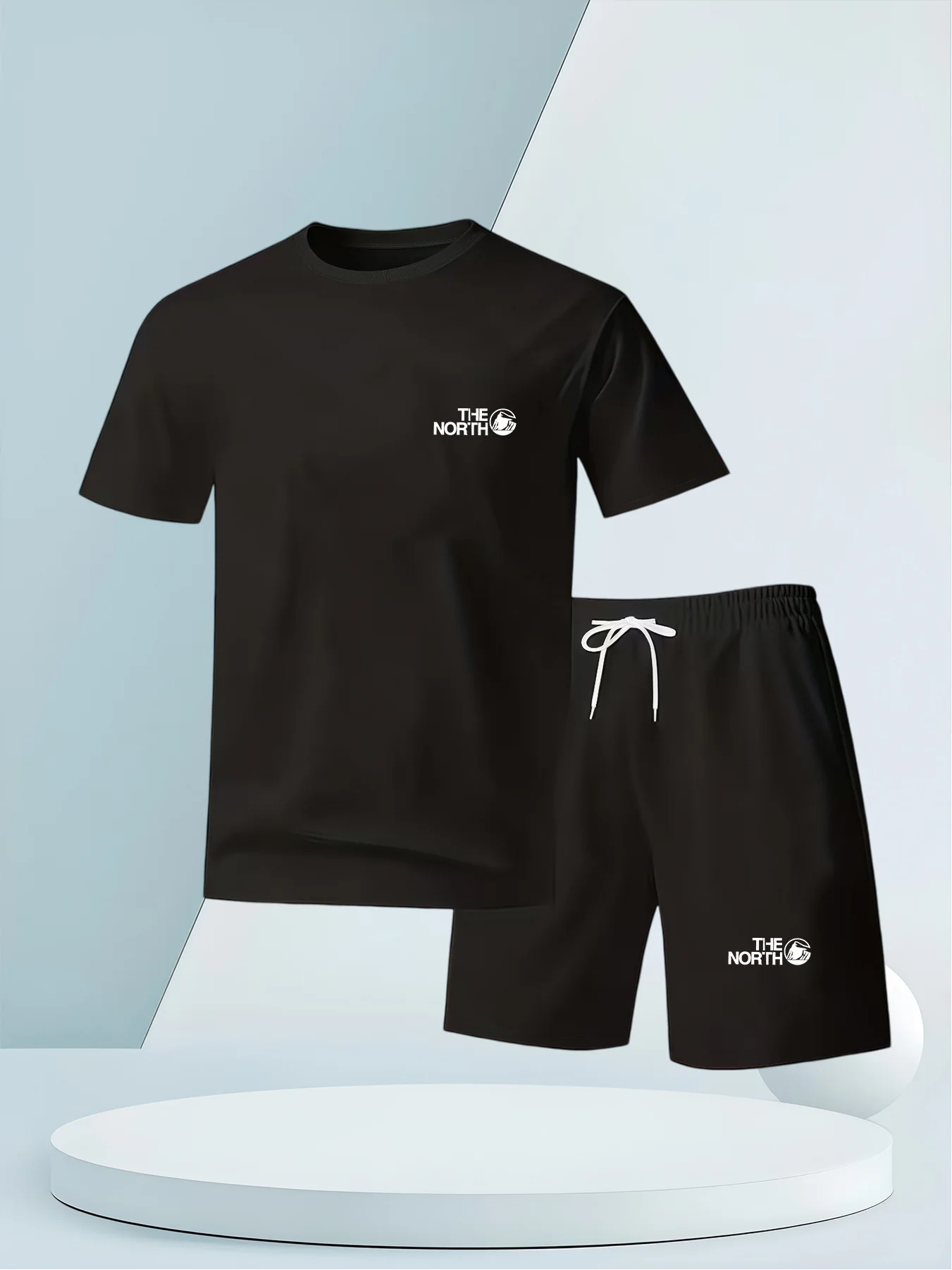 

Breathable round-neck T-shirt and drawstring waist shorts, lightweight and regular styles.