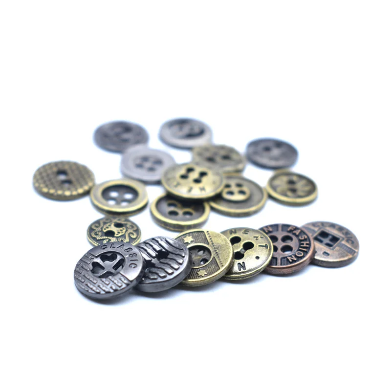 10pcs/lot Vintage Bronze Buttons Sewing Round Metal Buttons 4 Holes for Jacket Sweater Overcoat Garment DIY Accessories