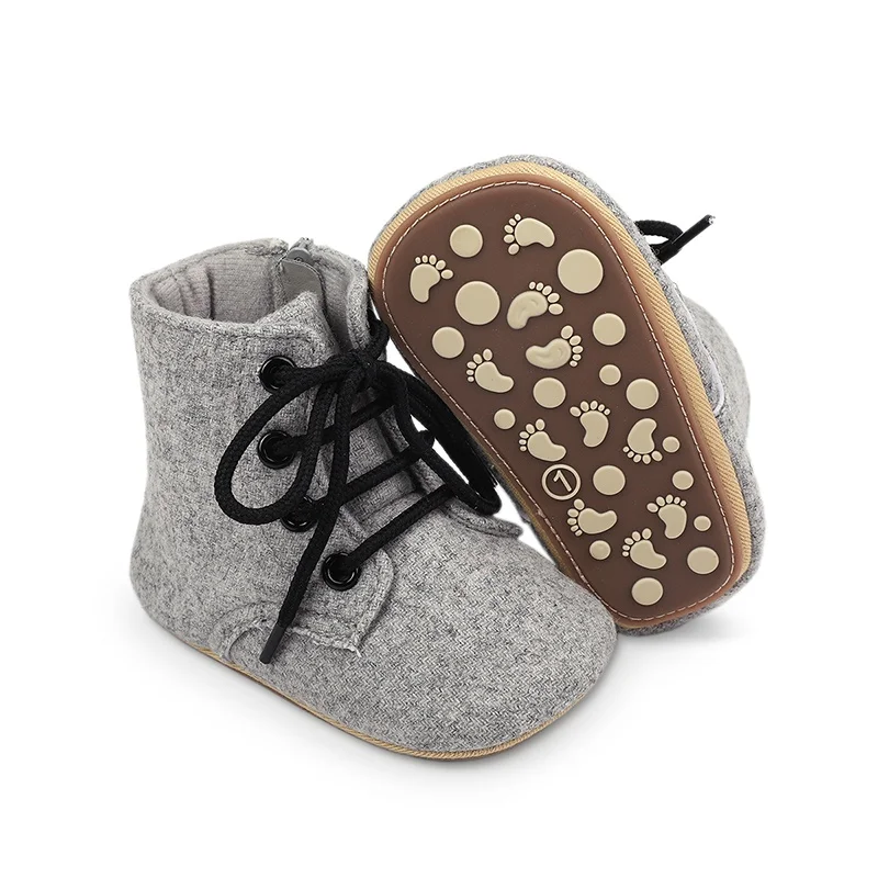 Baby Side Zipper Soft Sole Non-Slip Walking Shoes Baby High Top Comfortable Casual Shoes 0-2 Years Old Newborn Baby Shoes