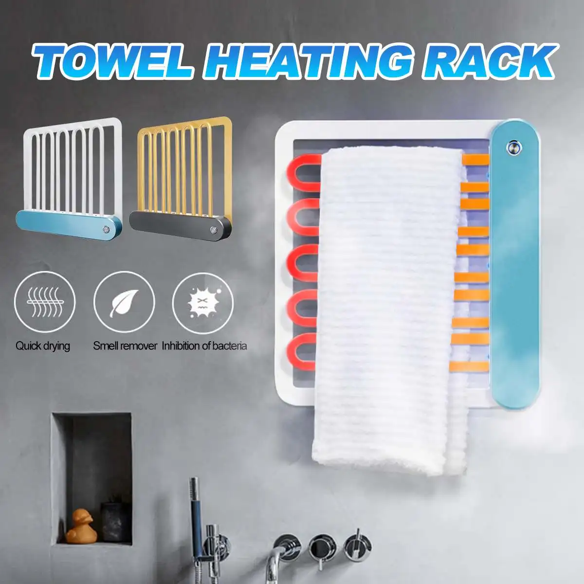 Home Bathroom Equipment Electric Towel Warmer Iron Waterproof Smart Towels Heater Rack Fast Dryer Rail Save Energy EU Plug