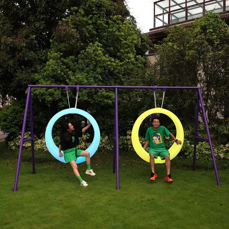 Hotel garden courtyard outdoor luminous patio swing interactive rocking chair with luminous rings