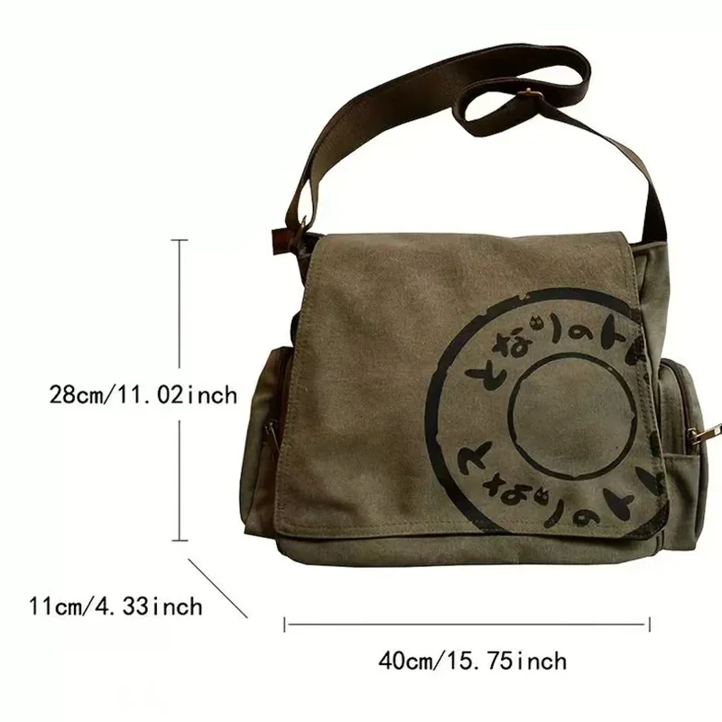 Bolso de hombro a la moda para hombre, bolso de lona de gran capacidad con personalidad, diseño ligero, bandolera Retro, novedad de 2024