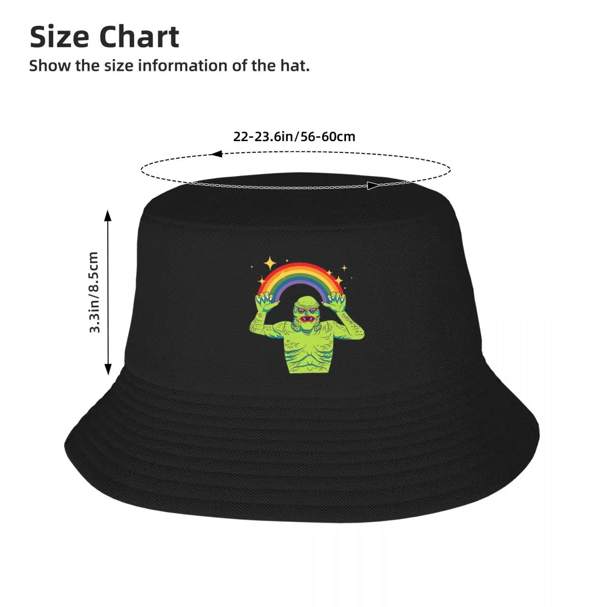 Creature From The Rainbow Lagoon Bucket Hat Panama For Kids Bob Hats Cool Fisherman Hats Summer Beach Fishing Unisex Caps