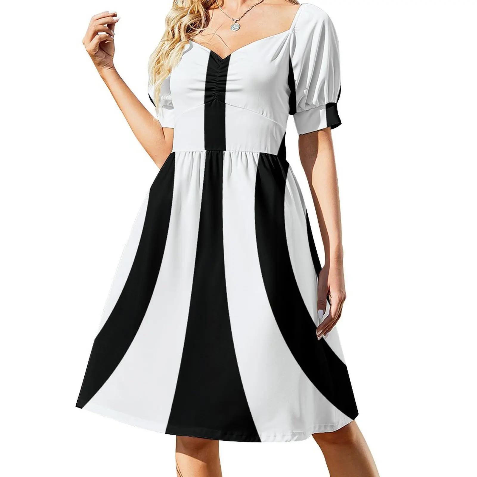 

Black on White Retro Sixties Mod Short Sleeved Dress dresses for women 2025 dress party night Dress