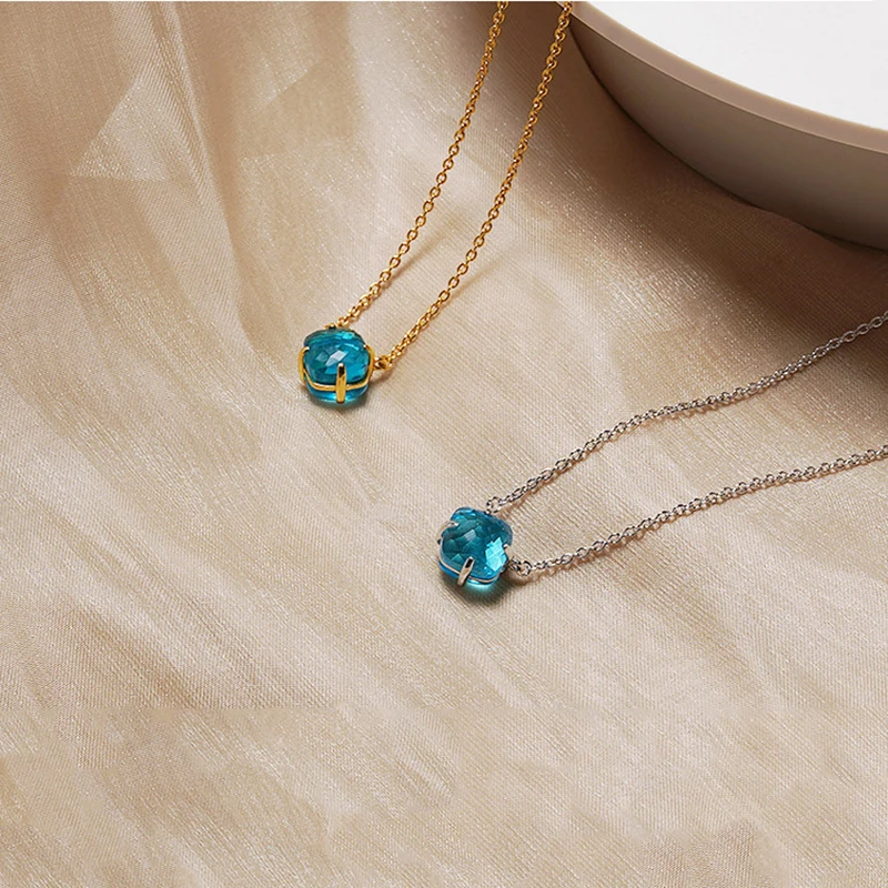 

Fashion Jewelry Double Face Wearable 8 Colored Candy Crystal Combinations Pendant Necklace for Women Gift