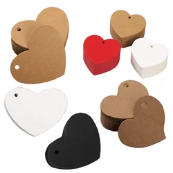 100pcs Heart Shaped Paper Tags Christmas Gift Packaging Hang Tag Kraft Paper Cards Labels Garment Shoes Bags Packing Accessories