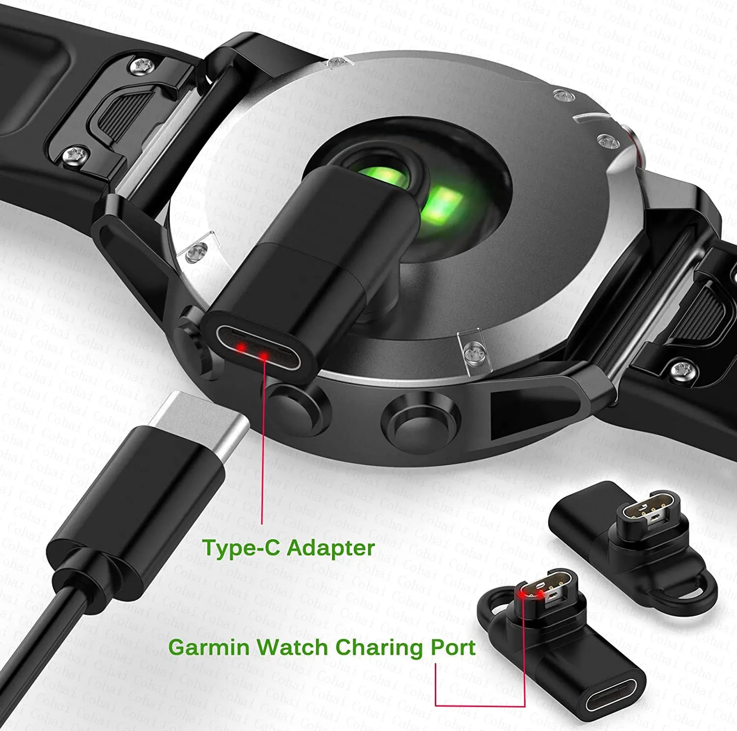 نوع C/مايكرو/Ios شاحن يو اس بي محول ل Garmin Fenix 7/6/5 غريزة 2S Venu 2 plus ساعة ذكية شحن محول اكسسوارات