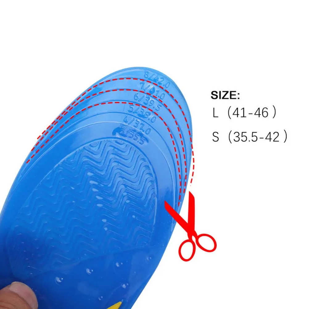 1 Pair Thickened Elastic Shoe Insoles Breathable Sweat-Absorbent Cuttable Foot Pads Massage Cushion For Sports Pain Relief