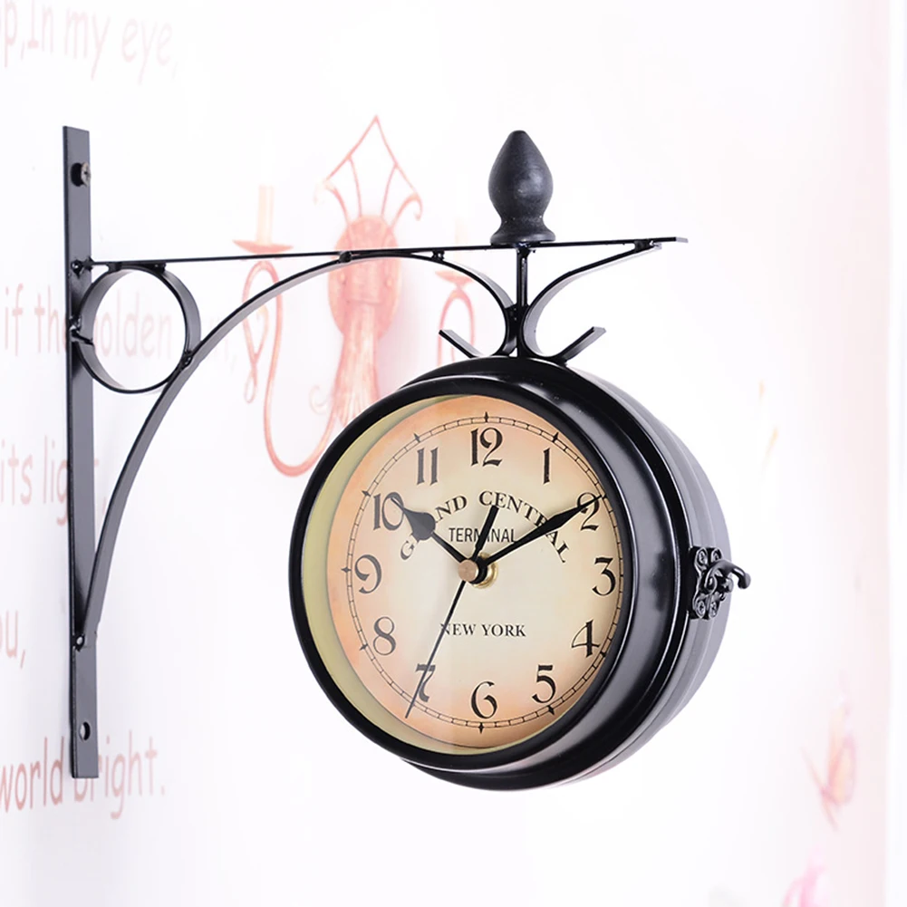 

Household Double Sided Bracket Clock Retro Horological Decoration Ornaments Living Room Wall Clock Home Decor