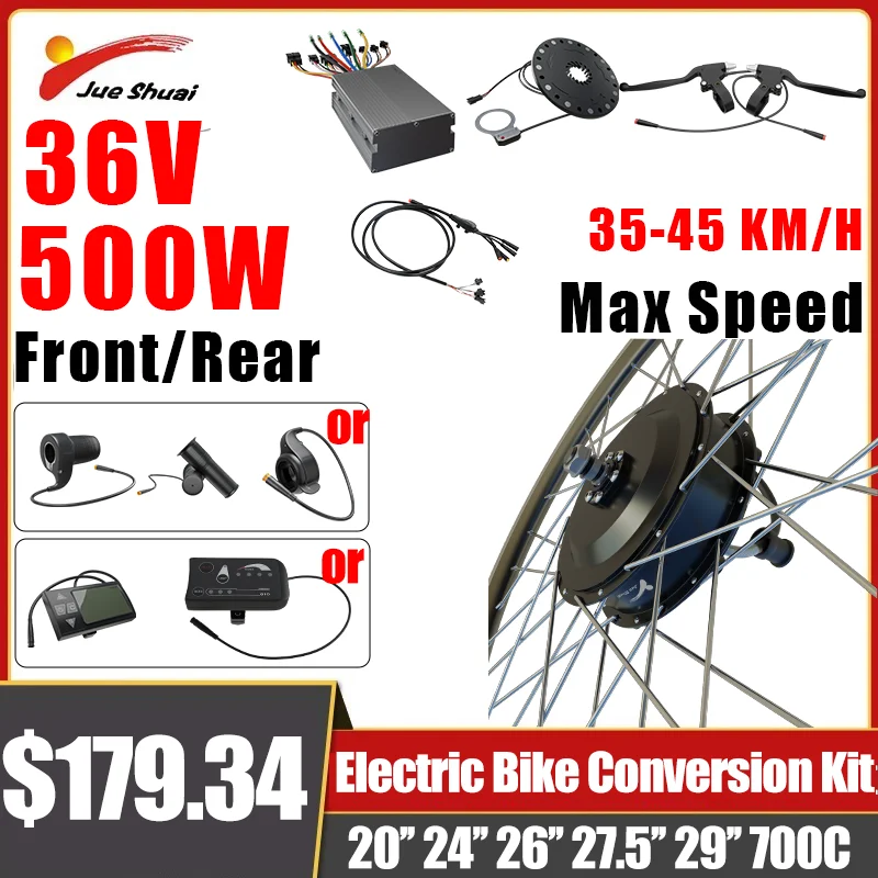 36V Electric Bike Conversion Kit 250W 350W 500W Brushless Geared Motor EBike Conversion Kit with 13AH Lithium Battery for Adults