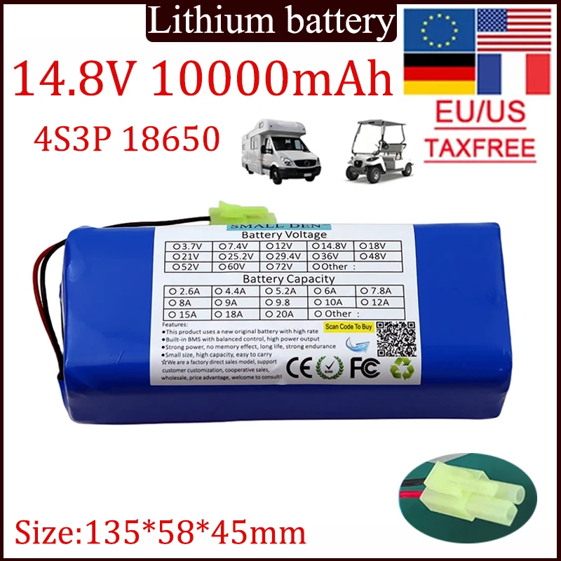 

4S3P14.8V 10000mAh Li-ion Battery Built-in BMS for SWING-6000 7000 8000 Electric Wireless Rotating Mop Floor Sweeper Accessories